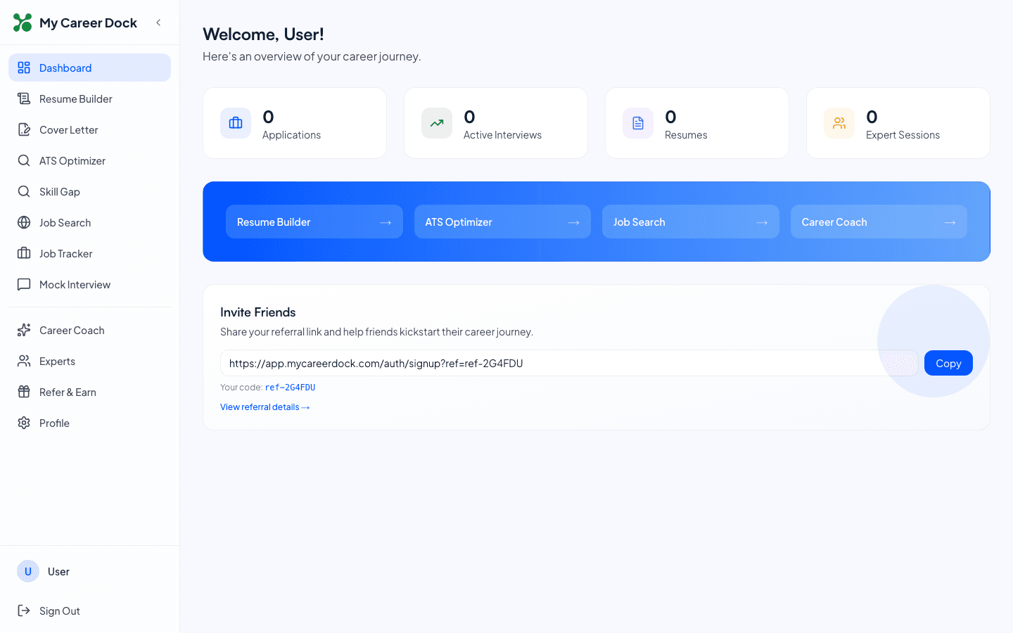 My Career Dock Dashboard